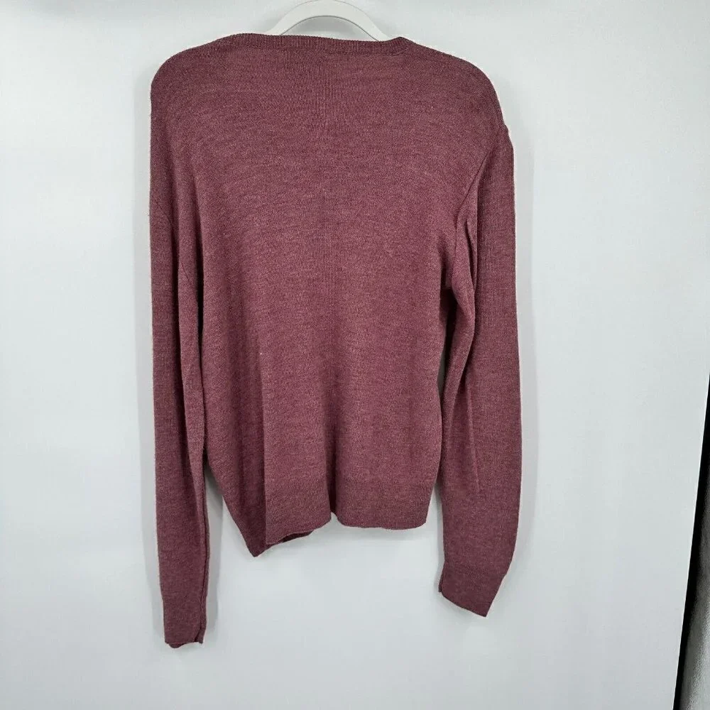 Vintage Lasalle Mens Sweater M Red Maroon V Neck Preppy Logo Raccoon Brand New